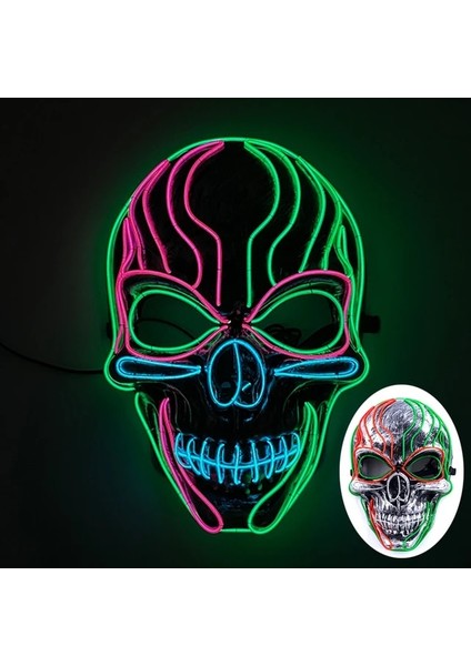 Maske 42 Parlayan Cosplay El Tel Neon Maske Korkunç Kafatası Masquerade Aydınlık Karnaval Şenlikli Parti Malzemeleri Cadılar Bayramı Için LED Tasfiye Maskesi (Yurt Dışından)