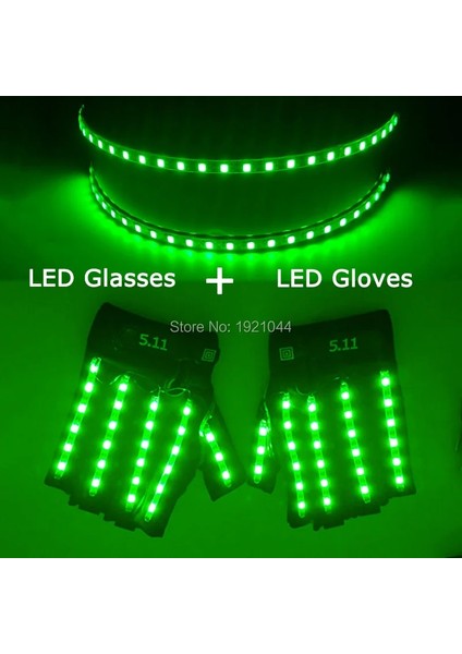 Kırmızı 1 Adet LED Gözlük + 1 Çift LED Eldiven 6 Renk Mevcuttur Yeni Ürün Seti Glow Dans Partisi Kostüm Dekorasyon LED Lazer Sahne (Yurt Dışından) modelleri