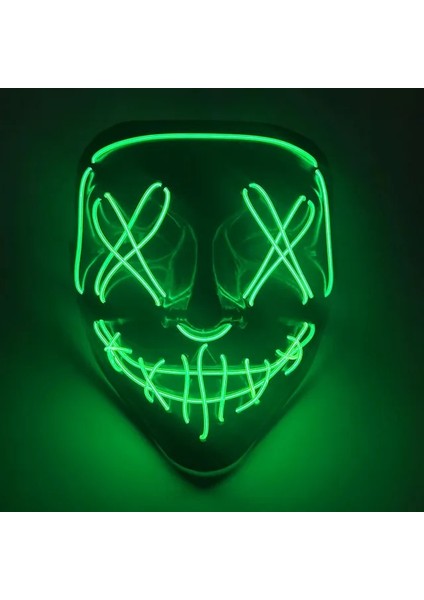 M08 Cadılar Bayramı Neon Maskesi Karışık Renkli LED Maskeleri Masque Masquerade Parti Korku Maskeleri Karanlıkta Glow Komik Cosplay Kostüm Malzemeleri (Yurt Dışından)