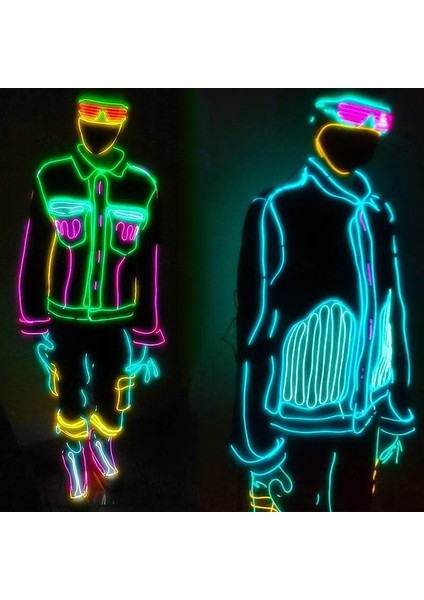 Sarı 2.3mm x 1m Parti Cosplay Parlayan Sahne LED Neon El Tel Kablo Karanlıkta Parlayan Kostümler Giyim Aydınlık Aksesuarları Doğum Günü Dekor (Yurt Dışından)