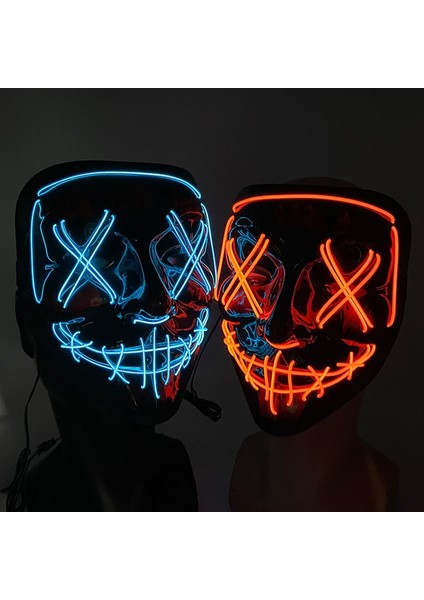 Beyaz Cadılar Bayramı LED Maske Tasfiye Maskeleri Masque Masquerade Kostüm Dj Parti Işığı Yüz Maskesi Karanlıkta Glow Cadılar Bayramı Cosplay Malzemeleri (Yurt Dışından) modelleri