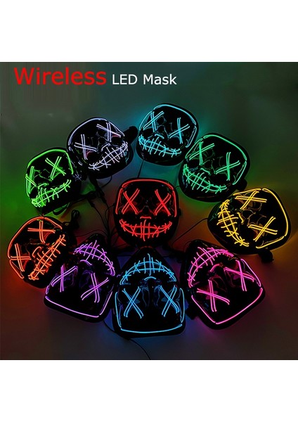 Beyaz Cadılar Bayramı LED Maske Tasfiye Maskeleri Masque Masquerade Kostüm Dj Parti Işığı Yüz Maskesi Karanlıkta Glow Cadılar Bayramı Cosplay Malzemeleri (Yurt Dışından) indirimleri