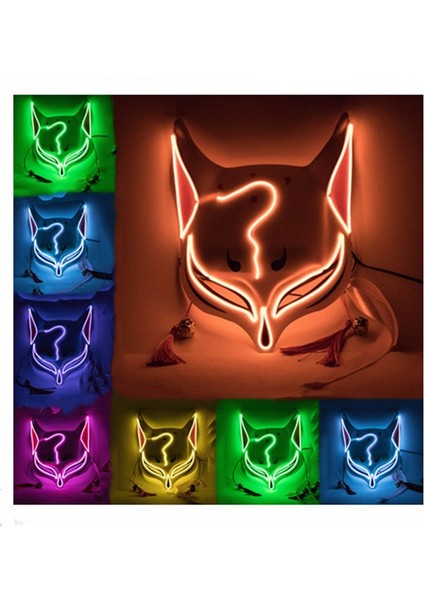 Kırmızı Anime Japon Kitsune Maskesi LED Tilki Maskesi Plastik LED Işık Up Maskeleri Cosplay Maske Şapkalar Cadılar Bayramı Maskesi Parti Yetişkin Için (Yurt Dışından) fiyatları