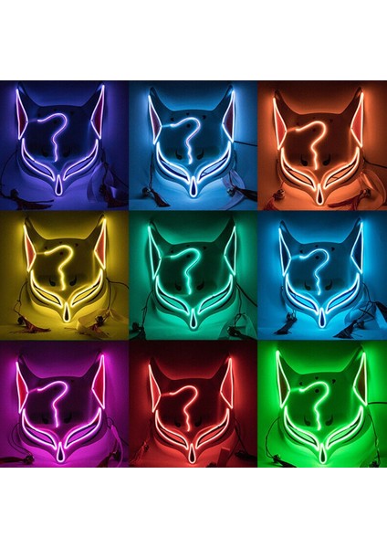 Kırmızı Anime Japon Kitsune Maskesi LED Tilki Maskesi Plastik LED Işık Up Maskeleri Cosplay Maske Şapkalar Cadılar Bayramı Maskesi Parti Yetişkin Için (Yurt Dışından) modelleri