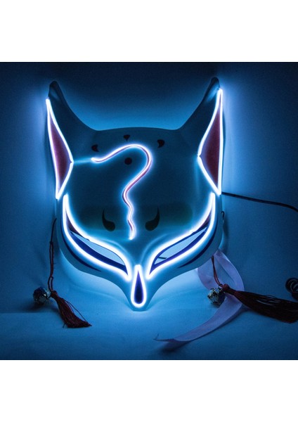 Kırmızı Anime Japon Kitsune Maskesi LED Tilki Maskesi Plastik LED Işık Up Maskeleri Cosplay Maske Şapkalar Cadılar Bayramı Maskesi Parti Yetişkin Için (Yurt Dışından) fırsatları