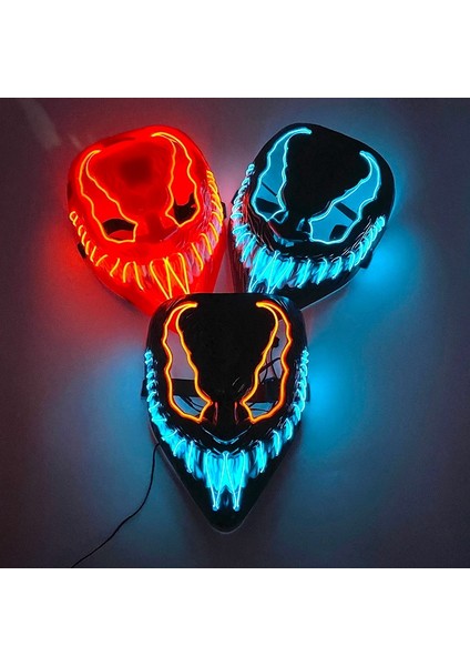 C Yeni Varış Cadılar Bayramı Maskesi Korku Venom LED Işıklı Maske Cosplay Kostüm Makyaj Balo Parti (Yurt Dışından) fiyatları