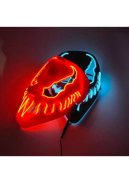 C Yeni Varış Cadılar Bayramı Maskesi Korku Venom LED Işıklı Maske Cosplay Kostüm Makyaj Balo Parti (Yurt Dışından) fırsatları