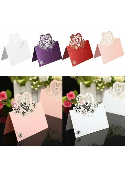 Kırmızı 50 Adet Lazer Kesim Kalp Şekli Yer Kartları Düğün Isim Kartları Düğün Masa Dekorasyon Düğün Dekor Parti Ev Gereçleri (Yurt Dışından) fiyatları