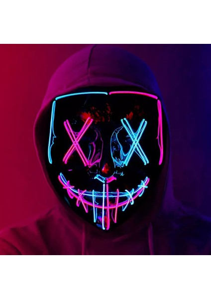 Cadılar Bayramı Festivali Partisi Için Ko7 LED Işıklı Maske 3 Işık Modu ile 2 Renk Maske Cadılar Bayramı Tasfiye Maskesi (Yurt Dışından) modelleri