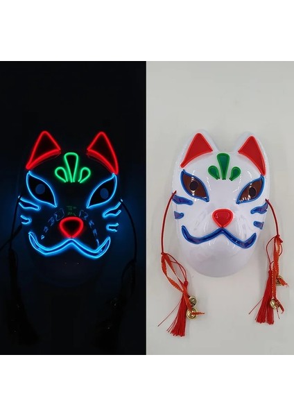 Demon Fox-1 Yeni Tasarım Japon Anime Demon Slayer Maske Soğuk Işık Parlayan Cosplay Parti Malzemeleri LED Tilki Maskesi Cadılar Bayramı Noel Için (Yurt Dışından)