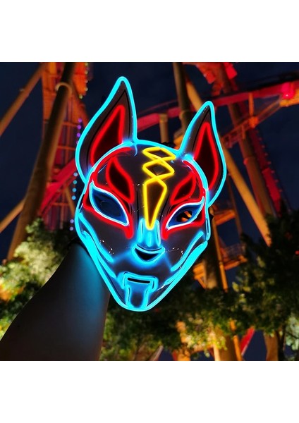 Demon Fox-1 Yeni Tasarım Japon Anime Demon Slayer Maske Soğuk Işık Parlayan Cosplay Parti Malzemeleri LED Tilki Maskesi Cadılar Bayramı Noel Için (Yurt Dışından) fırsatları