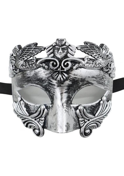 Gümüş Maskeli Balo Yüz Kapatma Muhteşem Sıkıntılı Cosplay Sahne Venedik Antik Yunan Kostüm Partisi Erkekler Yarım Yüz Cadılar Bayramı Festivali Için (Yurt Dışından)