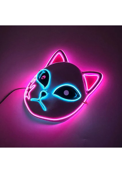 02 Sabit Japon Anime Maskesi Tam Yüz Şeytan Avcısı Maskesi LED Parti Malzemeleri Karanlık Gecede Yanıp Sönen Neon Işık (Yurt Dışından) indirimleri