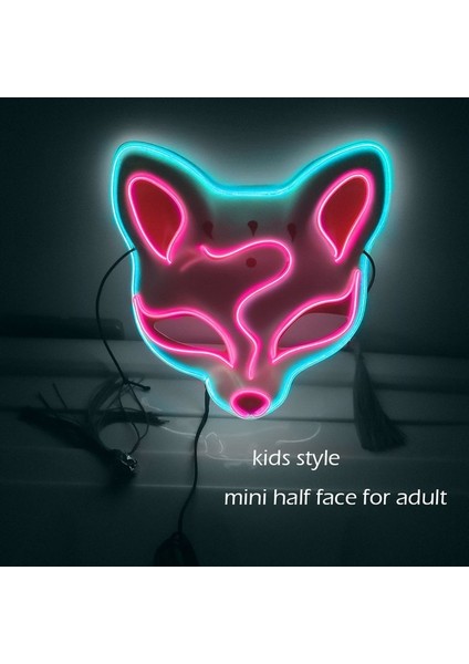 Mini Çocuklar Tarzı Tilki Tavşan Cadılar Bayramı LED Sevimli Yüz Maskesi Parti Korku Cosplay Sahne Işıklı Maske Masquerade (Yurt Dışından)