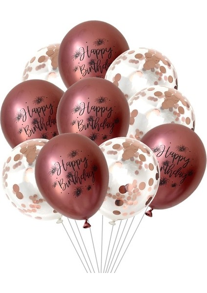 Menekşe 10 Adet 12 Inç Krom Metalik Lateks Balonlar Mutlu Yıllar Baskılı Desen Balon Helyum Metal Globos Doğum Günü Partisi Süslemeleri (Yurt Dışından)