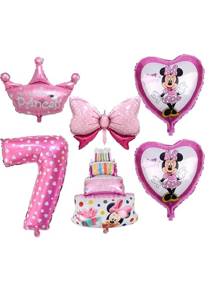 7-6 Adet Disney Minnie Mouse Doğum Günü Dekor Bebek Kız Iyilik Parti Dekor Diy Doğum Günü Numarası Balon Kombinasyonu Bebek Duş Hediyeler Kız Için (Yurt Dışından)