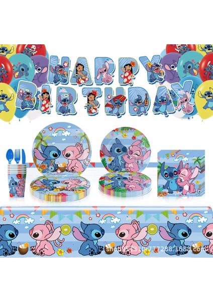 Çift Taraflı-1pc Disney Stitch Tema Parti Malzemeleri Tek Kullanımlık Sofra Kağıt Bardaklar Tabaklar Peçeteler Banner Çocuk Doğum Günü Partisi Dekoru Bebek Duş (Yurt Dışından)