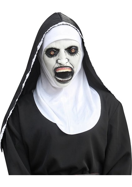 Kapalı Ağız Rahibe Liderliğindeki Rahibe Lateks Maske Başörtülü Haç Terör Yüz Maskeleri Korkunç Cosplay Gerilim Antifaz Para Fiesta Korku Maskara Çapraz (Yurt Dışından) modelleri
