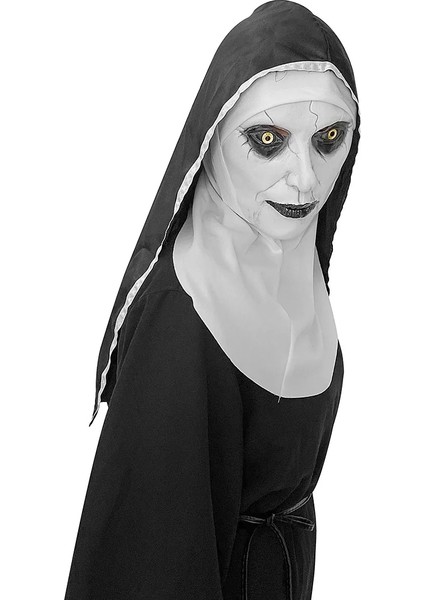 Kapalı Ağız Rahibe Liderliğindeki Rahibe Lateks Maske Başörtülü Haç Terör Yüz Maskeleri Korkunç Cosplay Gerilim Antifaz Para Fiesta Korku Maskara Çapraz (Yurt Dışından) indirimleri