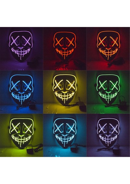 X11032J Pembe LED Neon Işık Maskeleri Aydınlık Cadılar Bayramı Karnaval Partisi Korkunç Korku Sahne Dekorasyon Cosplay Kostüm Malzemeleri Karanlıkta Glow (Yurt Dışından) fırsatları