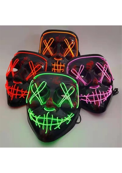 X11032J Pembe LED Neon Işık Maskeleri Aydınlık Cadılar Bayramı Karnaval Partisi Korkunç Korku Sahne Dekorasyon Cosplay Kostüm Malzemeleri Karanlıkta Glow (Yurt Dışından) indirimleri