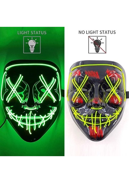 Renk 8 LED Cadılar Bayramı Tasfiye Maskesi LED Neon Yüz Maskeleri Maske Masquerade Korku Parti Sahne LED Işık Parti Maskesi Karanlıkta Büyümek (Yurt Dışından)
