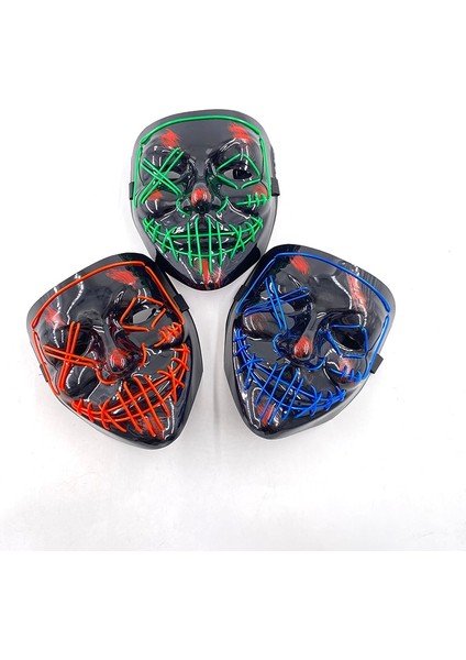 Renk 8 LED Cadılar Bayramı Tasfiye Maskesi LED Neon Yüz Maskeleri Maske Masquerade Korku Parti Sahne LED Işık Parti Maskesi Karanlıkta Büyümek (Yurt Dışından) modelleri