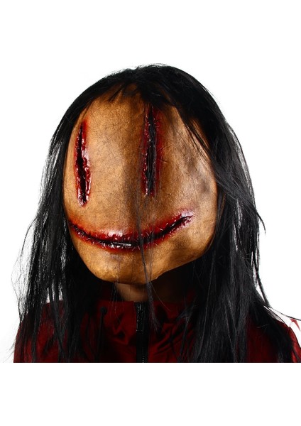 Bir Cadılar Bayramı Korku Süslü Elbise Parti Maskesi Kanlı Korku Gülen Cosplay Tricky Kostüm Sahne Masquerade Maskesi Yüz Cosplay Için (Yurt Dışından) fırsatları