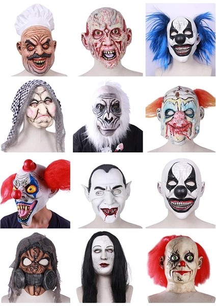Korkunç Lateks Maske 4 Korkunç Palyaço Hayvan Lateks Maske Karnaval Kostüm Başlık Sahne Noel Cadılar Bayramı Gerçekçi Yetişkin Parti Cosplay Kostüm Maske Sahne (Yurt Dışından) fiyatları