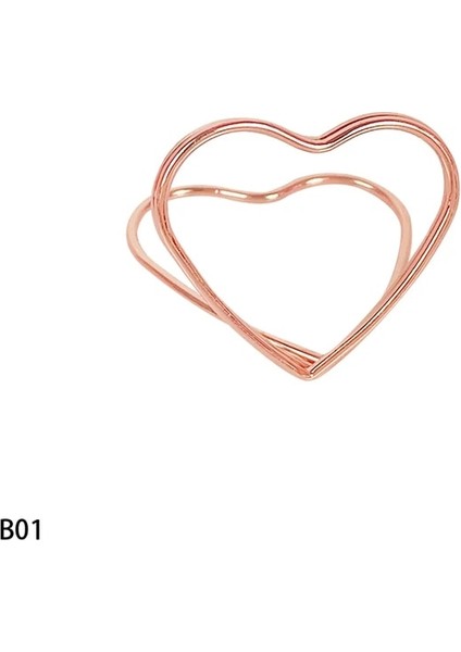 Rose GOLD-10PC 10 Adet Çift Kalp Şekli Metal Memo Tutucu Masa Placecard Tutucu Fotoğraf Klip Kart Standı Düğün Ziyafet Kalp Mesaj Tutucu (Yurt Dışından)