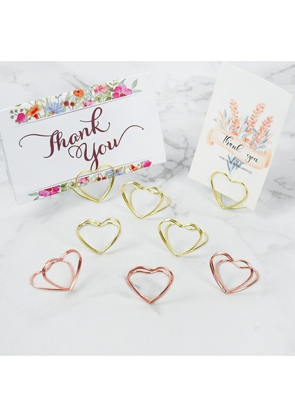 Rose GOLD-10PC 10 Adet Çift Kalp Şekli Metal Memo Tutucu Masa Placecard Tutucu Fotoğraf Klip Kart Standı Düğün Ziyafet Kalp Mesaj Tutucu (Yurt Dışından) modelleri