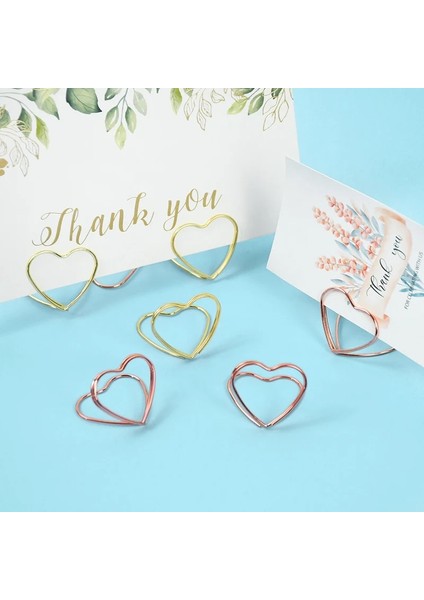 Rose GOLD-10PC 10 Adet Çift Kalp Şekli Metal Memo Tutucu Masa Placecard Tutucu Fotoğraf Klip Kart Standı Düğün Ziyafet Kalp Mesaj Tutucu (Yurt Dışından) indirimleri