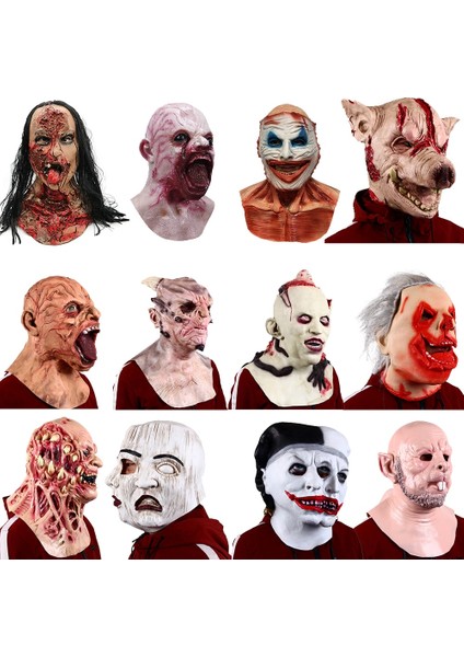 X24073 Cadılar Bayramı Korku Kanlı Maske Ürpertici Kötü Yetişkinler Zombi Canavar Vampir Şeytan Lateks Kostüm Partisi Tam Yüz Maskesi Masquerade Sahne (Yurt Dışından) fiyatları