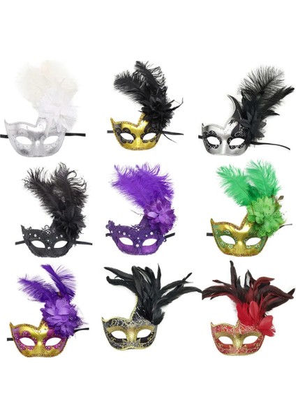 Stil 9 Kadın Kızlar Masquerade Tüy Parti Maskeleri Venedik Balo Balo Mardi Gras Cadılar Bayramı Noel Düğün Doğum Günü Hediyesi Maskesi (Yurt Dışından) fiyatları