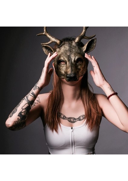 Kumral Cosplay Geyik Maskesi 3D Hayvan Maskesi Pu Köpük Kişiselleştirilmiş Hediye Kadın Erkek Karnaval Parti Rave Kulübü Rol Oynamak Maskeleri (Yurt Dışından)