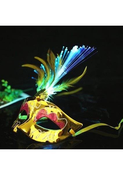 Altın 10 Adet LED Glow Flaş Işığı Up Tüy Masquerades Venedik Maskeleri Kostümleri Doğum Günü Düğün Parti Kostüm Cadılar Bayramı (Yurt Dışından)