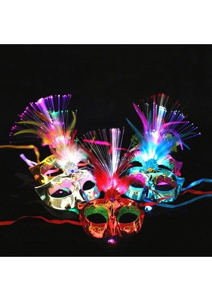 Altın 10 Adet LED Glow Flaş Işığı Up Tüy Masquerades Venedik Maskeleri Kostümleri Doğum Günü Düğün Parti Kostüm Cadılar Bayramı (Yurt Dışından) fiyatları