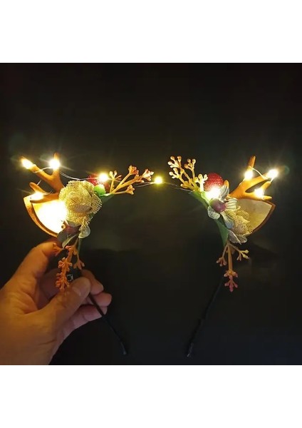 13 Kadın Kızlar Parti LED Glow Kafa Bandı Elk Berry Boynuz Light Up Ağaç Dalı Cosplay Doğum Günü Noel Navidad Dekorasyon 2023 (Yurt Dışından)