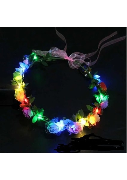 Renkli 10 Adet LED Çiçek Taçlar Bantlar Light Up Kafa Bandı Garlands Cosplay Doğum Günü Düğün Parti Için Parlayan Çiçek Çelenk Taçlar (Yurt Dışından)