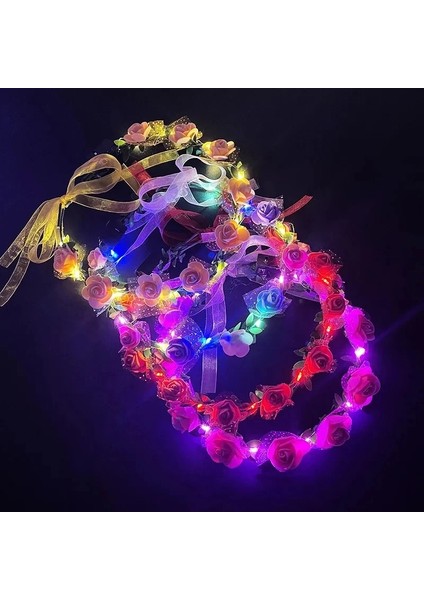 Renkli 10 Adet LED Çiçek Taçlar Bantlar Light Up Kafa Bandı Garlands Cosplay Doğum Günü Düğün Parti Için Parlayan Çiçek Çelenk Taçlar (Yurt Dışından) fiyatları