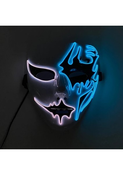 Çok Renkli 7 Cadılar Bayramı Cosplay Parti El Neon Maske Light Up LED Maske Dj Parti Korkunç Maske Cadılar Bayramı Kostüm Dekorasyon Karanlıkta Glow (Yurt Dışından)