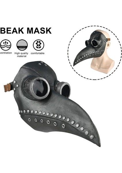 Siyah Gaga Gümüş Cadılar Bayramı Sahne Lateks Veba Doktor Kuş Maskesi Uzun Burun Gaga Steampunk Cosplay Masquerade Kostüm Cadılar Bayramı Dekorasyon (Yurt Dışından)