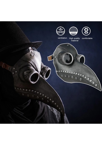 Siyah Gaga Gümüş Cadılar Bayramı Sahne Lateks Veba Doktor Kuş Maskesi Uzun Burun Gaga Steampunk Cosplay Masquerade Kostüm Cadılar Bayramı Dekorasyon (Yurt Dışından) fiyatları