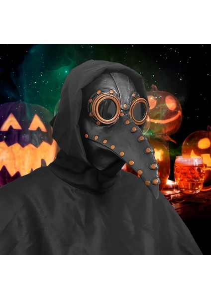 Siyah Gaga Gümüş Cadılar Bayramı Sahne Lateks Veba Doktor Kuş Maskesi Uzun Burun Gaga Steampunk Cosplay Masquerade Kostüm Cadılar Bayramı Dekorasyon (Yurt Dışından) indirimleri