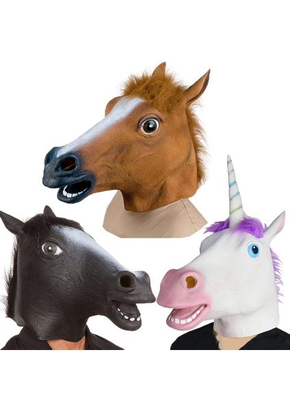 C Cadılar Bayramı Maskeleri Lateks At Kafası Cosplay Hayvan Kostüm Seti Tiyatro Prank Çılgın Parti Sahne Kulaklık Seti At Maskesi Köpek At Maskeleri (Yurt Dışından) fırsatları