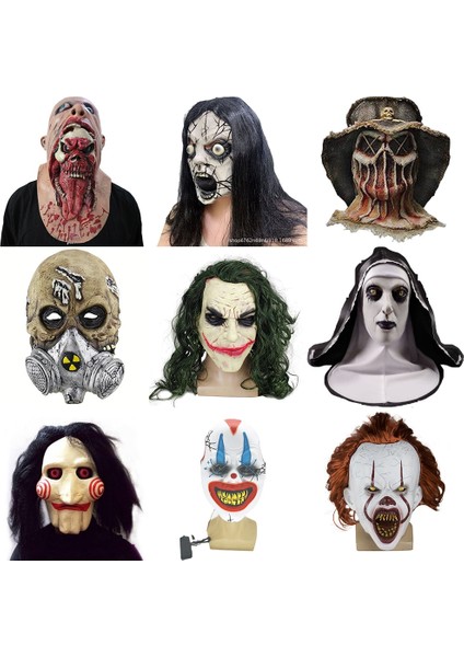 659415089949(GRI) 2022 Cadılar Bayramı Partisi Korku Maskeleri Hayalet Yüz Şeytan Cadı Vampir Screaming Maske Yenilik Korkunç Cosplay Parti Dekorasyon Sahne (Yurt Dışından)