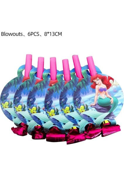 Blowout-6pcs Disney Denizkızı Prenses Parti Malzemeleri Dekorasyon Balon Çocuk Oyuncakları Bebek Duş Doğum Günü Tek Kullanımlık Bardak Plaka Ariel Arka Planında (Yurt Dışından)