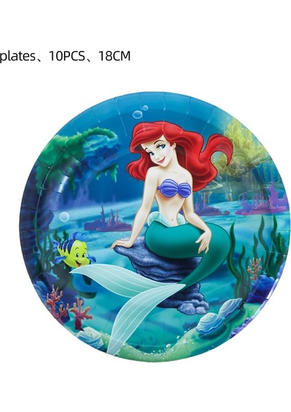 Blowout-6pcs Disney Denizkızı Prenses Parti Malzemeleri Dekorasyon Balon Çocuk Oyuncakları Bebek Duş Doğum Günü Tek Kullanımlık Bardak Plaka Ariel Arka Planında (Yurt Dışından)