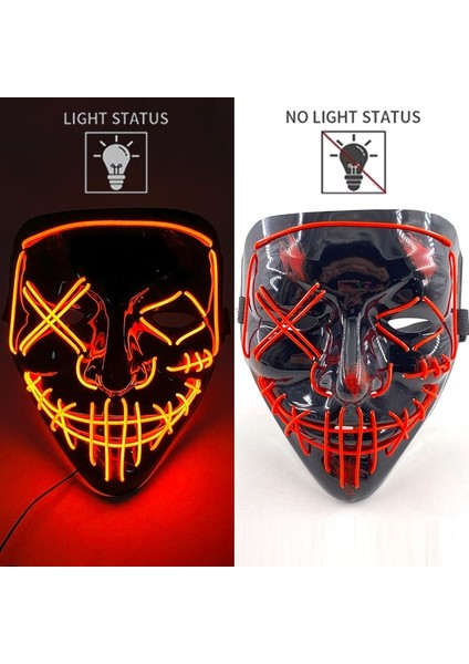 Renk 4 LED Cadılar Bayramı Tasfiye Maskesi LED Neon Yüz Maskeleri Maske Masquerade Korku Parti Sahne LED Işık Parti Maskesi Karanlıkta Büyümek (Yurt Dışından)