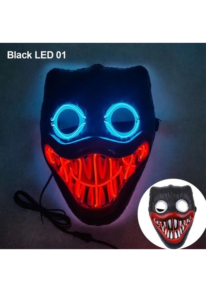 Siyah LED 01 Cadılar Bayramı Neon LED Tasfiye Maskesi Masque Masquerade Parti Maskeleri Karanlıkta Işık Aydınlık Komik Maskeler Cosplay Kostüm Malzemeleri (Yurt Dışından)